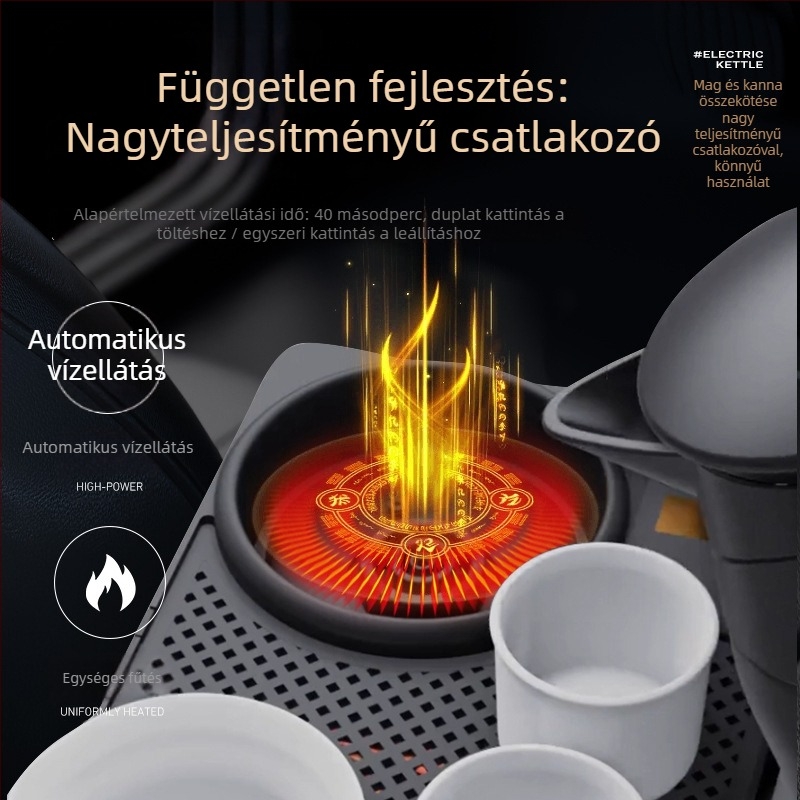 Autóba szerelhető teáskészülék teához és instant tésztához, öntapadós alap, 12V/24V, 120W/240W, rozsdamentes acél + PP, modell Mi Yi Star 1200