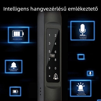 Okos ajtózár ujjlenyomat-olvasóval – 100 ujjlenyomat tárolás, több mint 100000 nyitás, szkennelés <0,001 s, FAR 0,0001%, DC tápegység