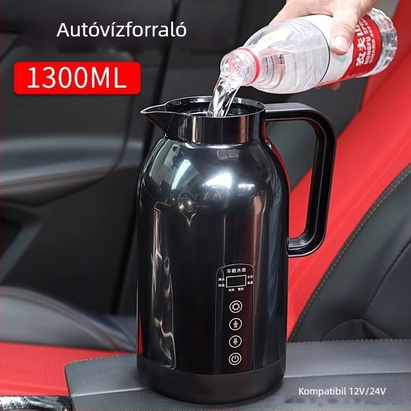 Autós elektromos melegítő pohár rozsdamentes acél belsővel, 200W, RC-1300A, 12V/24V