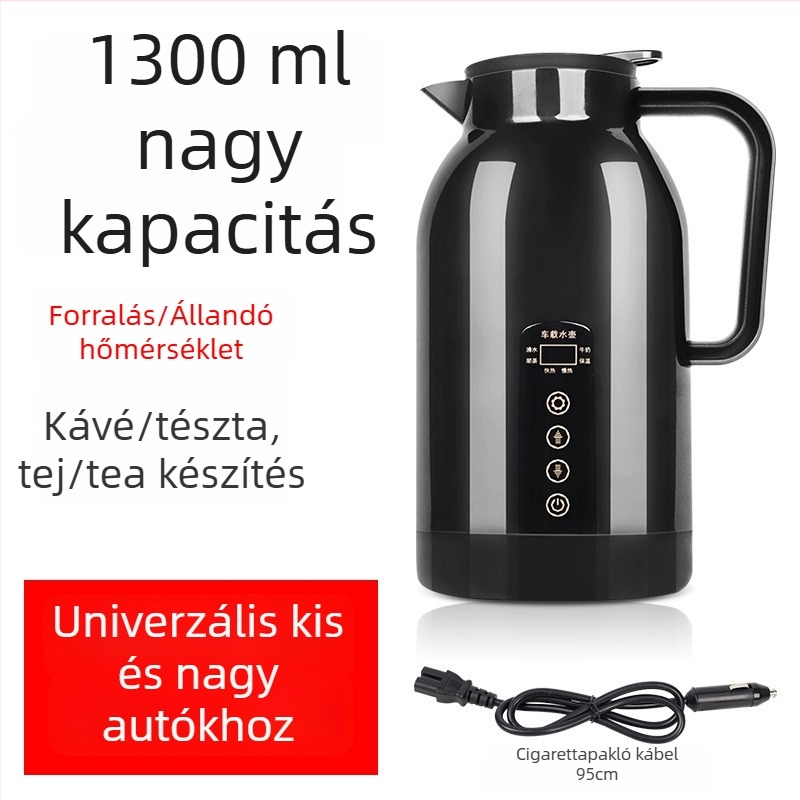 Autós elektromos melegítő pohár rozsdamentes acél belsővel, 200W, RC-1300A, 12V/24V