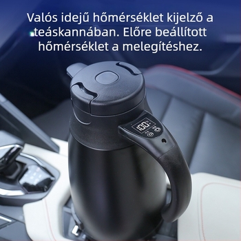 Autóba való vízforraló 12V/24V, 1200 ml, kettős falú rozsdamentes acél, gyors melegítés, modell CS-155