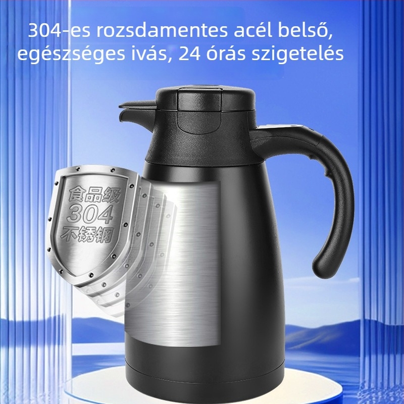 Autóba való vízforraló 12V/24V, 1200 ml, kettős falú rozsdamentes acél, gyors melegítés, modell CS-155