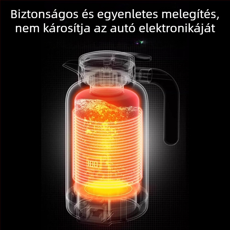 Autóba való vízforraló 12V/24V, 1200 ml, kettős falú rozsdamentes acél, gyors melegítés, modell CS-155