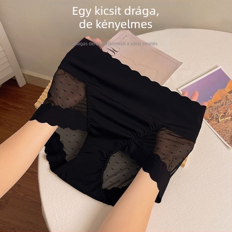 Női pamut alsónemű antibakteriális intim résszel, magas derékkal, légáteresztő csipékkel, könnyű és kényelmes nyárra