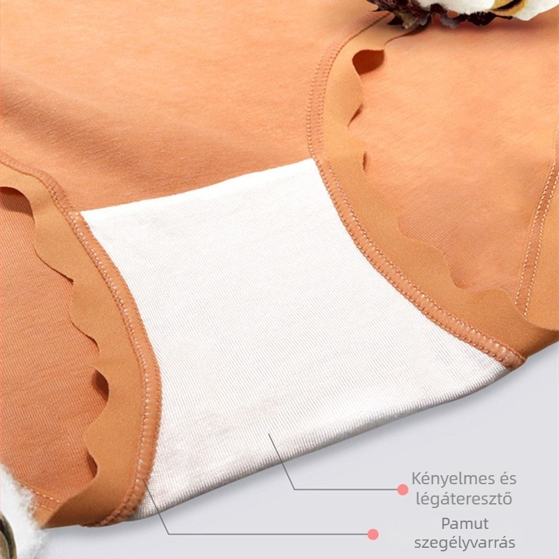 Női középmagas derekú pamut alsónemű — légáteresztő, antibakteriális, viszkóz bélés, egyszínű