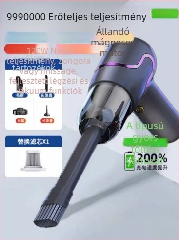 Kézi autós porszívó (7.4V, 120W, 11000Pa, vezeték nélküli, világítás)