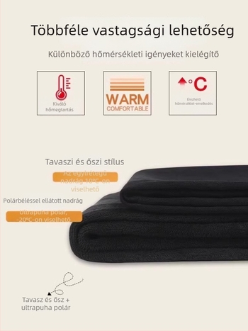 Női fleece-sel bélelt vastag harang farmernadrág, magas derekú, fekete, téli 2025