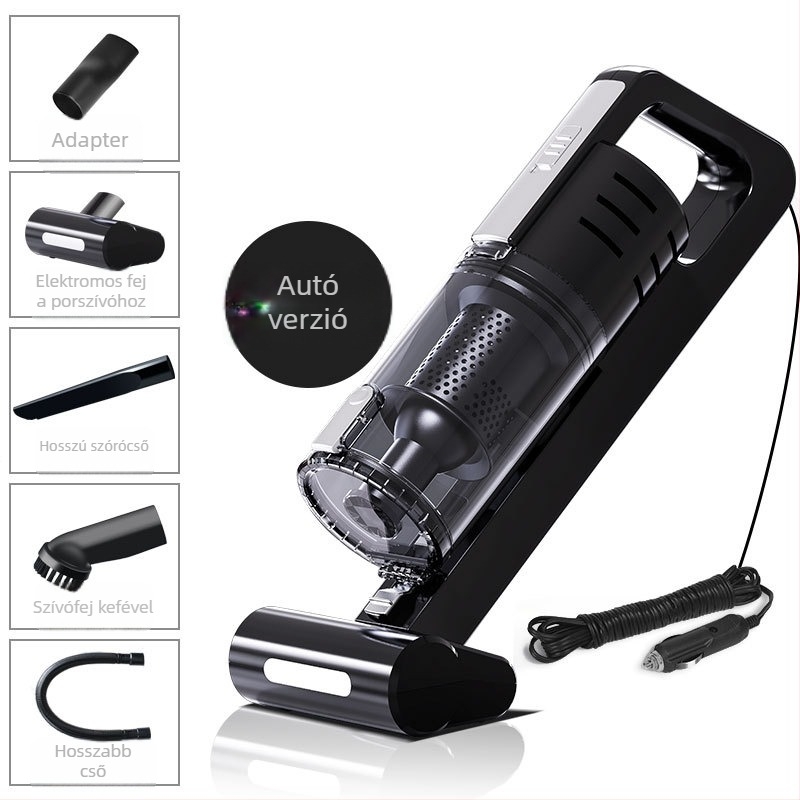 Hordozható autós porszívó - otthoni és autóhasználatra - modell yd-575c, 12V, szívóerő 5500 Pa, max 100 W