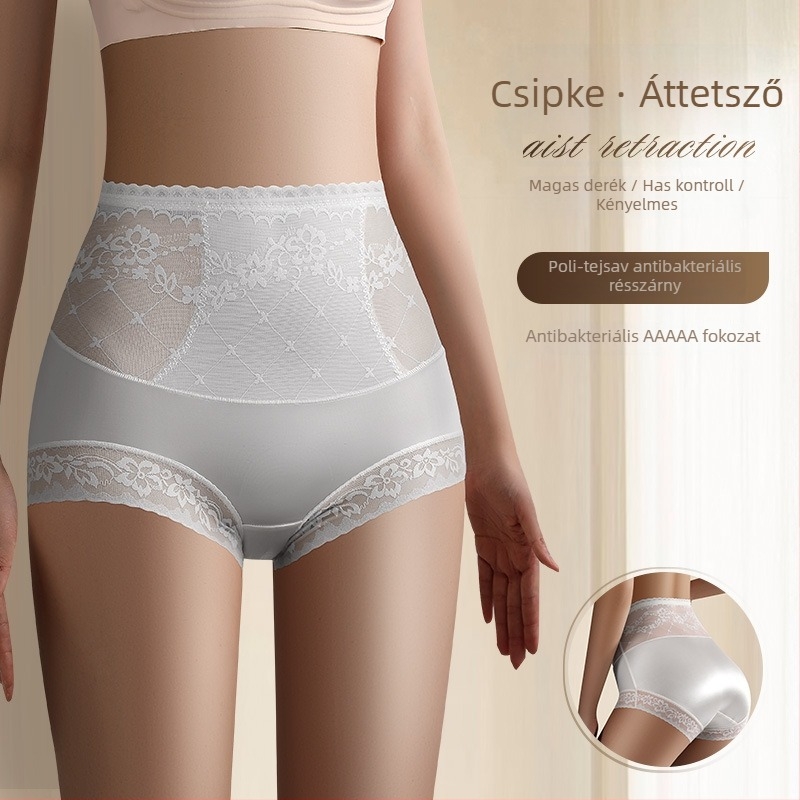 Magas derekú csipkés női alsó has- és fenékformázó funkcióval, 70–80% nylon, Mulberry selyem belső, antibakteriális, virágos mintázat
