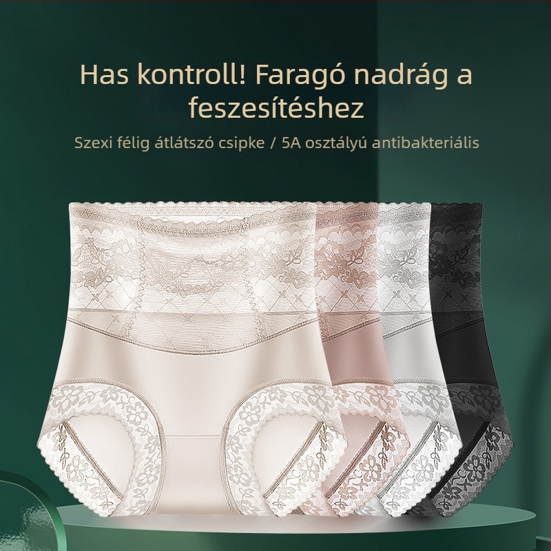 Magas derekú csipkés női alsó has- és fenékformázó funkcióval, 70–80% nylon, Mulberry selyem belső, antibakteriális, virágos mintázat