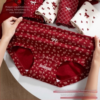 Női pamut boxer brief, lélegző, antibakteriális, virágos mintával, középső derekú