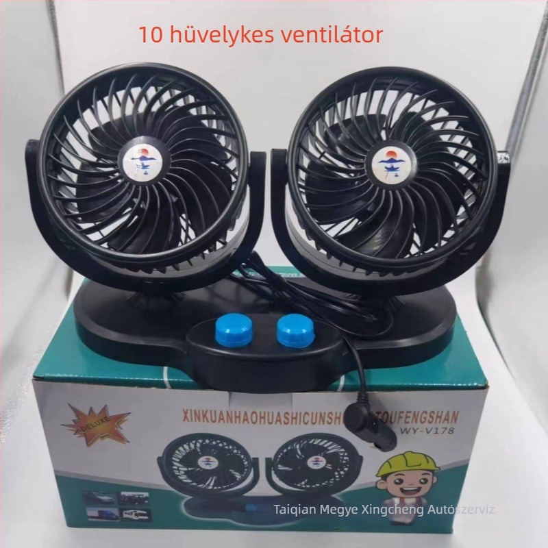 Autóventilátor - Kétfejű, kettős kapcsolóval, 25W, tiszta réz motor, minivanhoz