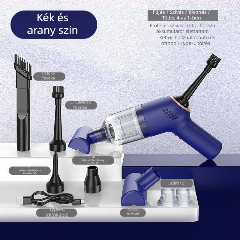 Kis vezeték nélküli autó porszívó, kézi, töltéssel, 7.4V, 120W, szívóerő 5500
