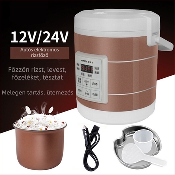 Remil AR-1601 Autóba szerelt elektromos rizsfőző, 24V/12V, 120W, kettős használat – autó és otthon
