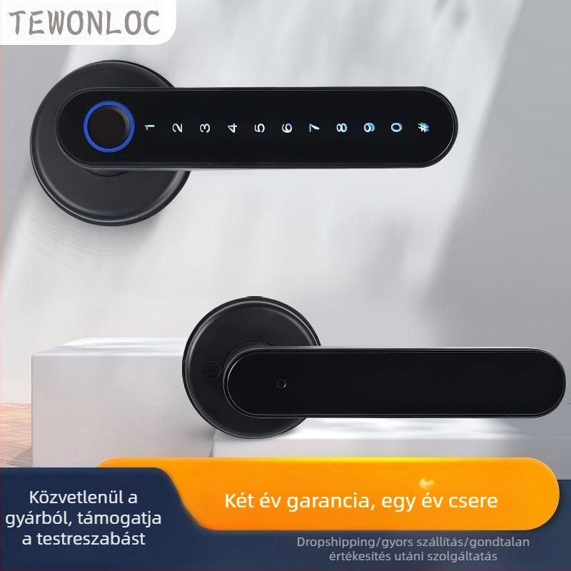 Graffiti-stílusú belső ajtó okoszár, Bluetooth jelszóval, ujjlenyomat- és kulcs-támogatással, érintéses nyitó fogantyúval