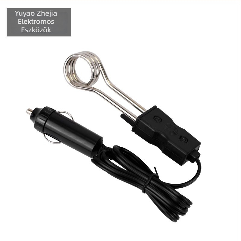 Autóba csatlakozós vízmelegítő cigarettagyújtóhoz, 12V/24V, 120W, rézcső, Bakelit dugó, ABS ház