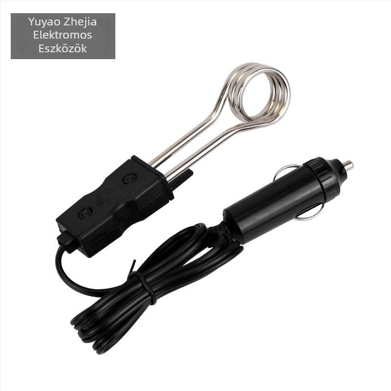 Autóba csatlakozós vízmelegítő cigarettagyújtóhoz, 12V/24V, 120W, rézcső, Bakelit dugó, ABS ház