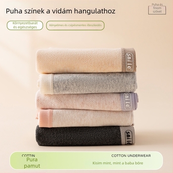Női pamut alsónemű, A osztály, középmagasságú derék, jacquard szövés, lélegző és antibakteriális, kibővített ágyék, csípőfedés