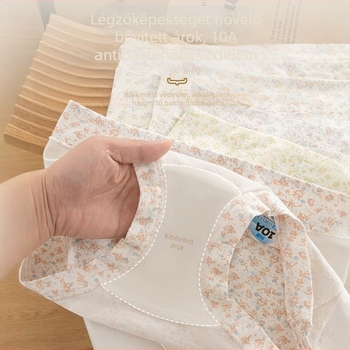 Női középmagos pamut alsónemű, virágos mintával, antibakteriális, lélegző, gyorsan száradó