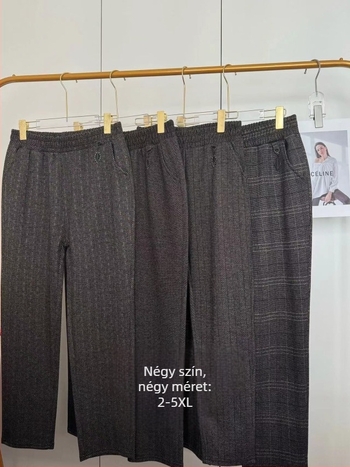 Kockás jacquard gyapjú nadrág középkorú nőknek, mindennapi, szűk fazon, bokáig érő hossz; anyag: jacquard gyapjú spandex 80–90%, poliészter 70–80%