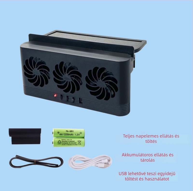 Három az egyben autóventilátor, ABS ház, modell F-818, teljesítmény 5W