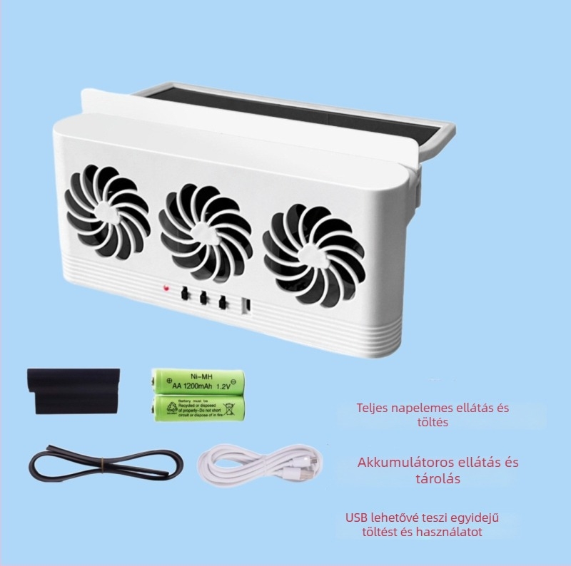 Három az egyben autóventilátor, ABS ház, modell F-818, teljesítmény 5W