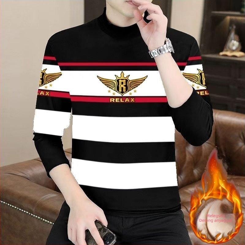 Férfiaknak hosszú ujjú alapréteg, kabelmintás textúra, polieszter