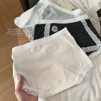 Lányoknak készült boxer briefs csipkés részletekkel, pamutból, középmagas derék, lélegző és antibakteriális ágyék