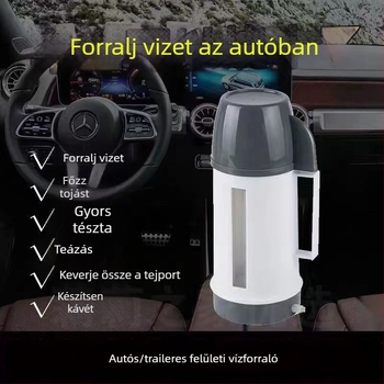 Autóba szerelhető vízmelegítő pohár, 600 ml, 12V/125W vagy 24V/250W, PP műanyag