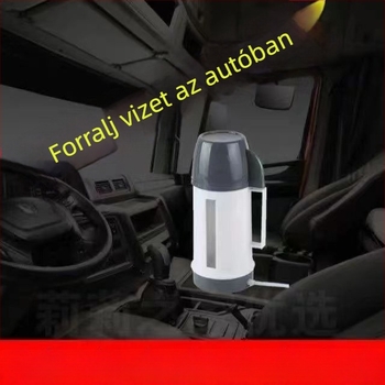 Autóba szerelhető vízmelegítő pohár, 600 ml, 12V/125W vagy 24V/250W, PP műanyag