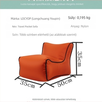 Hordozható kültéri felfújható ülőgarnitúra, összecsukható utazó ülés, súly 195 g, terhelhetőség 200 kg, méretek 35×50×35 cm