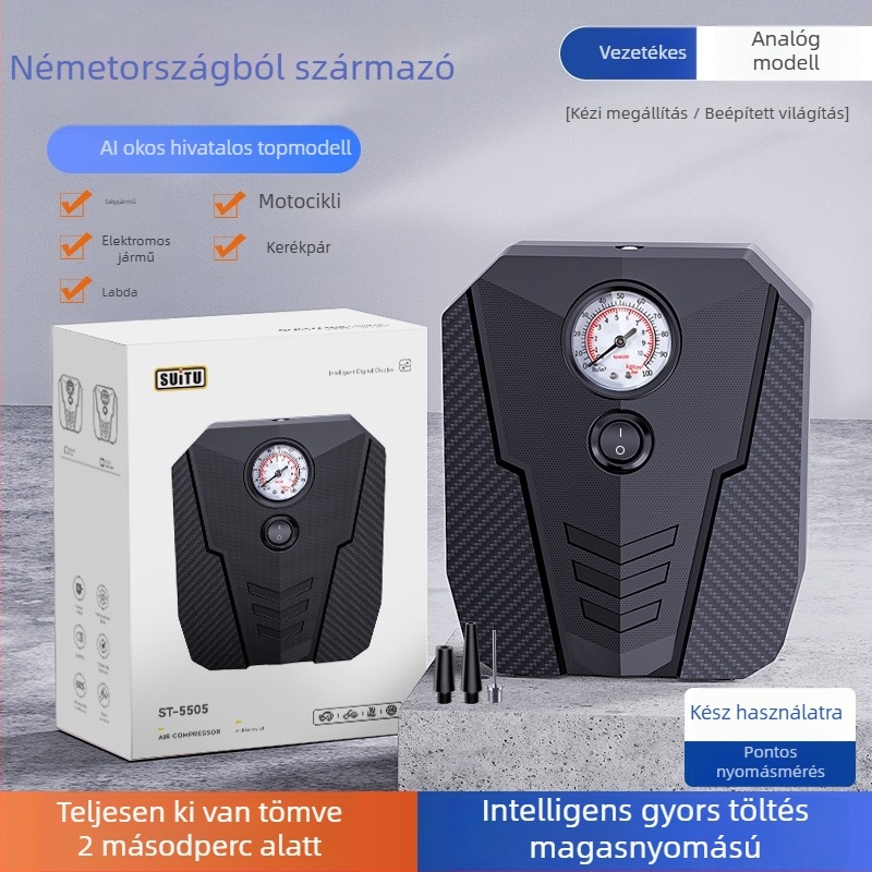 Autó légpumpa ST-5505, 120W, Magas Nyomás, Egyhengeres, Automatikus Leállítás, ABS