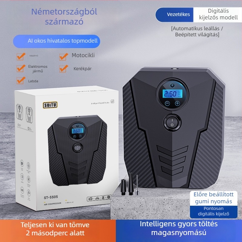 Autó légpumpa ST-5505, 120W, Magas Nyomás, Egyhengeres, Automatikus Leállítás, ABS