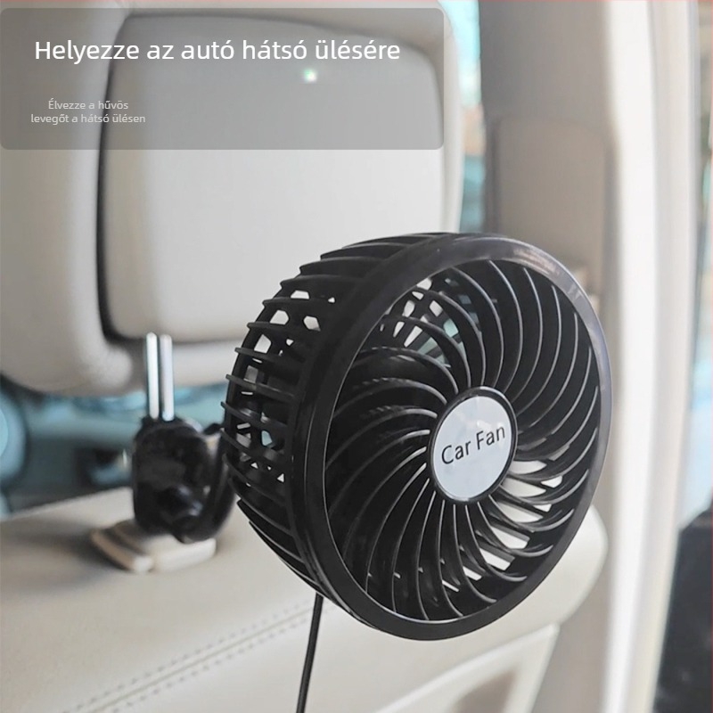 Carfu autós fej- vagy fejvég klipszes ventilátor, AC-2411 modell, ABS ház, belső hűtés