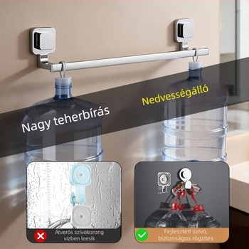 Szívófejes törölközőtartó – rozsdamentes acél és ABS, lyukmentes, egycsöves fürdőszobai tároló