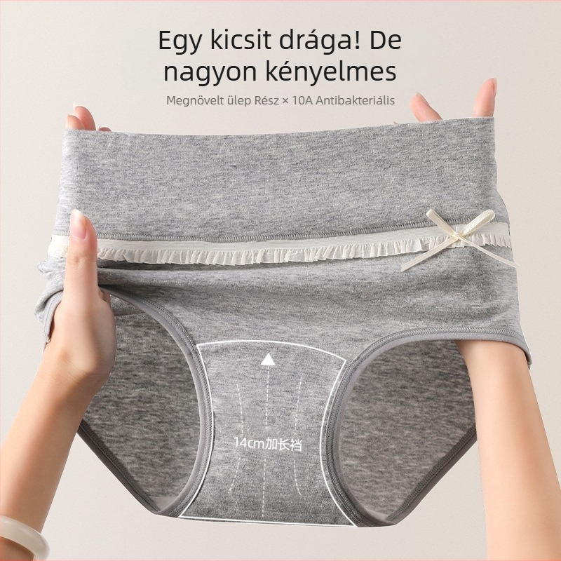 Lányoknak szóló magas derekú pamut alsónemű, egyszínű, antibakteriális, hosszított ágyékkal, bőrbarát