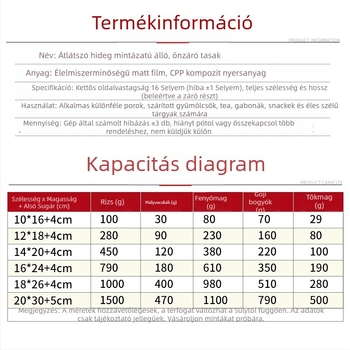 Stand-Up tasak Centrino, PET-PE kétszeres rétegű csomagolóanyag, matt felületű zárható tasak, zárási hossz 10–30 cm, ajándék- és élelmiszer-csomagoláshoz