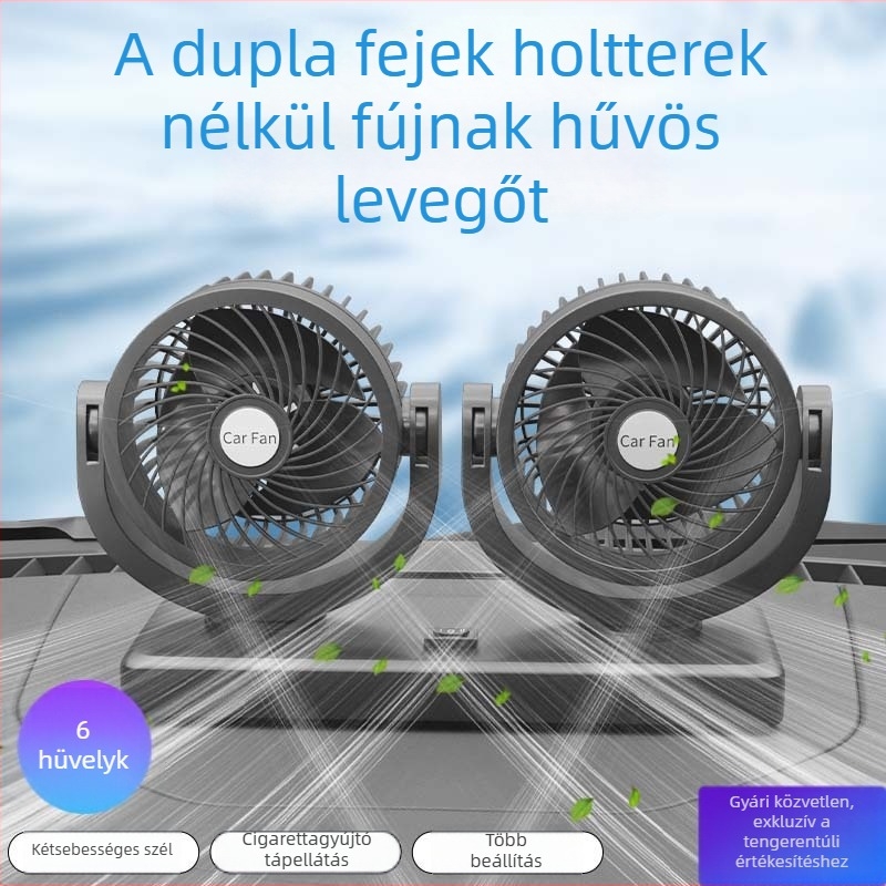 AC-2316 autóventilátor, 360°-os forgás, 24V, kettős fej