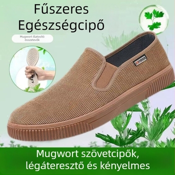 Vászon Slip-On cipő, kerek orrú, alacsony felső rész, elasztikus pánt, összetett talp