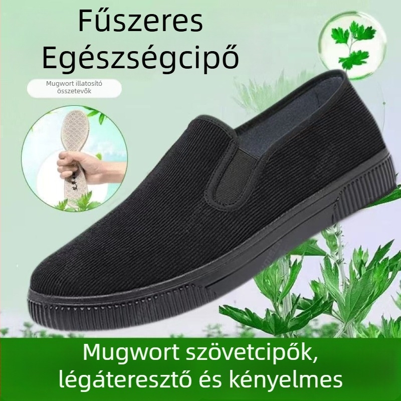Vászon Slip-On cipő, kerek orrú, alacsony felső rész, elasztikus pánt, összetett talp