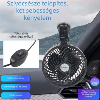 Autóba szerelt ventilátor szívókoronggal, 24V, 7W, ABS, modell AC-2320