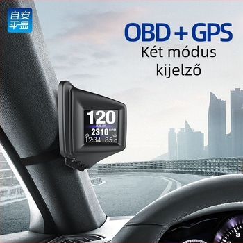 Autó HUD kijelző, nagyfelbontású LCD-kijelző, járműbe szerelt, Modell A401, Cikkszám MExB777y