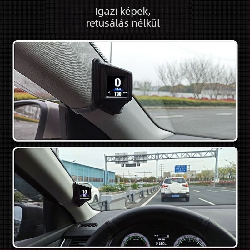 Autó HUD kijelző, nagyfelbontású LCD-kijelző, járműbe szerelt, Modell A401, Cikkszám MExB777y