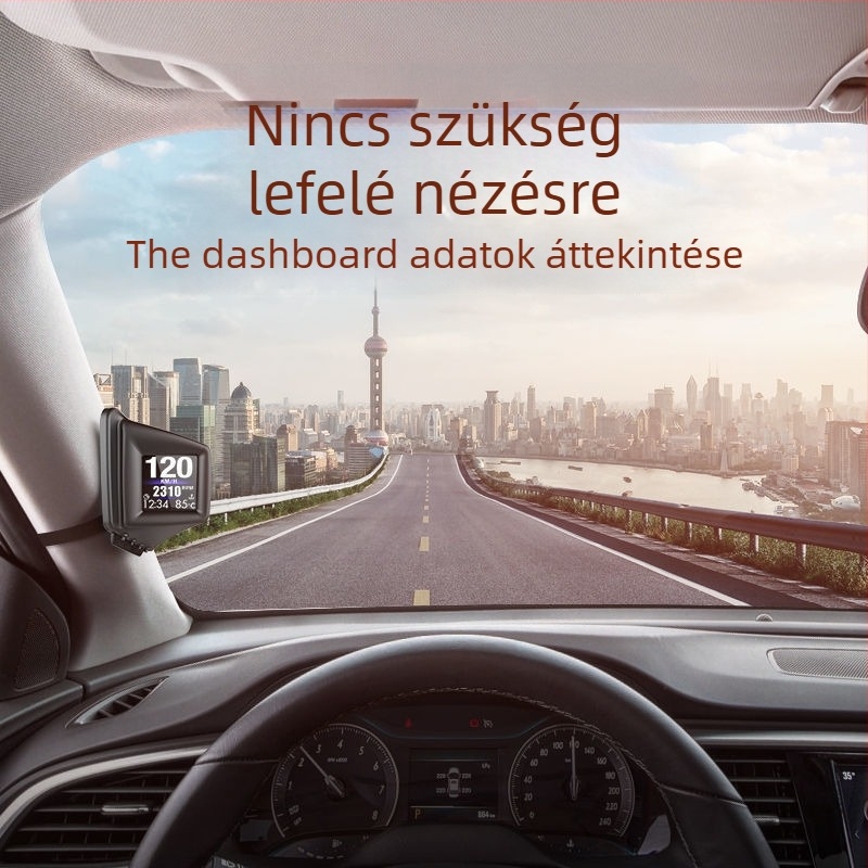 Autó HUD kijelző, nagyfelbontású LCD-kijelző, járműbe szerelt, Modell A401, Cikkszám MExB777y