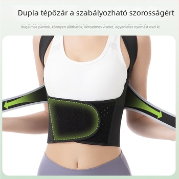 Háttáji testtartás-korrekció vállak nyitásával és mellkas-támogatással, láthatatlan és lélegző, nem szövött anyag, testreszabás elérhető