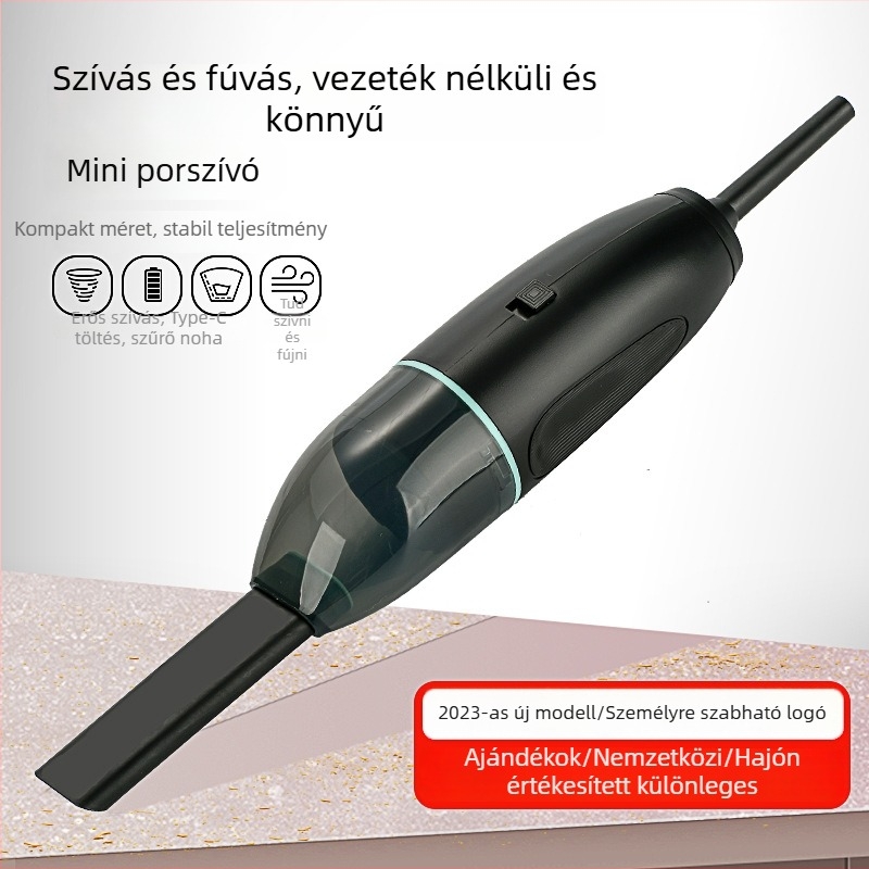 Autóhoz és otthonhoz használható hordozható vezeték nélküli porszívó – 3.7V, 110W, 2500Pa, újratölthető, fúj funkció