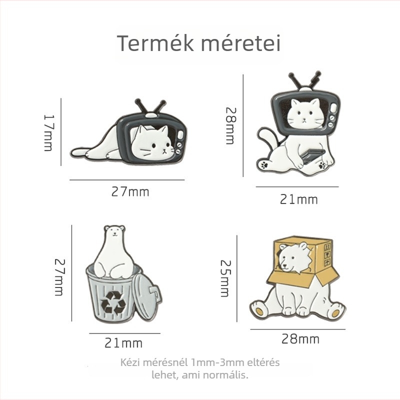 Macska és medve kitűző, személyre szabott kiegészítő, ötvözet, állat és rajzfilm stílus, díszítés, uniszex