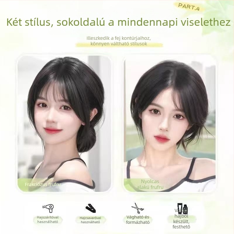 Koreai stílusú hajpótló nőknek a fejtetőre helyezhető, bolyhos és könnyű, varratmentes, láthatatlan, növeli a haj volumenét, elfedi az ősz hajat, hamis frufru