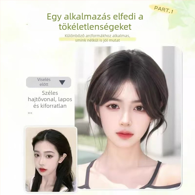 Koreai stílusú hajpótló nőknek a fejtetőre helyezhető, bolyhos és könnyű, varratmentes, láthatatlan, növeli a haj volumenét, elfedi az ősz hajat, hamis frufru