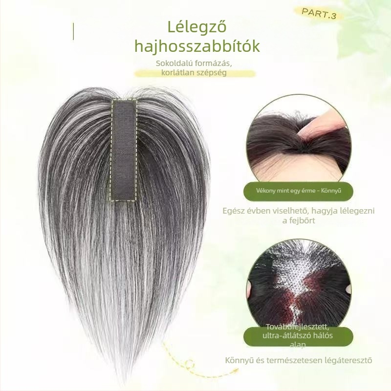 Koreai stílusú hajpótló nőknek a fejtetőre helyezhető, bolyhos és könnyű, varratmentes, láthatatlan, növeli a haj volumenét, elfedi az ősz hajat, hamis frufru